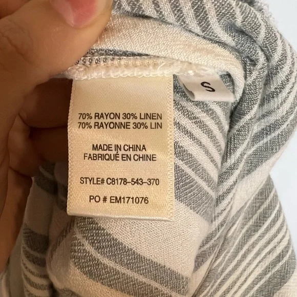 CLOTH & STONE Linen Blend Stripped Jumpsuit. Size Small - Picture 8 of 8